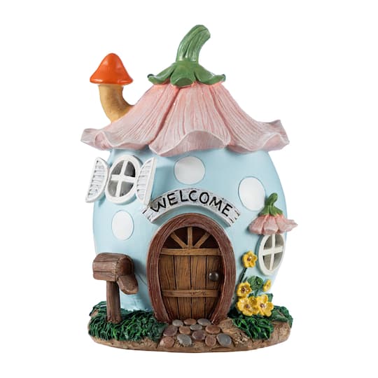 Glitzhome® 8" Lighted Easter Resin Egg-Shaped House Table Decor